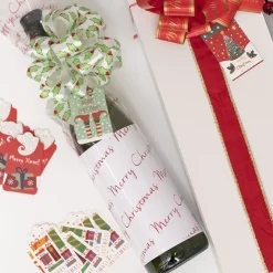 Ribbon Pull Bow Pom Pom Holly White Green (30mmx12.5cm) Pk5