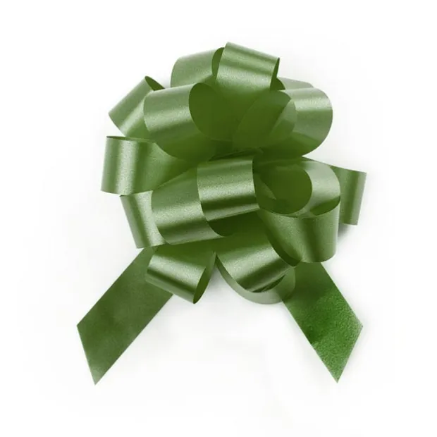 Ribbon Pull Bow Pom Pom Moss (18mmx8.75cmD) Pack 5