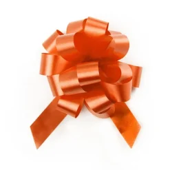Ribbon Pull Bow Pom Pom Orange (18mmx8.75cmD) Pack 5