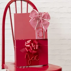 Ribbon Pull Bow Pom Pom Red (32mmx12.5cm) Pack 5