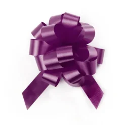 Ribbon Pull Bow Pom Pom Violet (18mmx8.75cmD) Pack 5