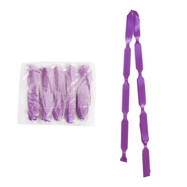 Ribbon Pull Bow Pom Pom Violet (18mmx8.75cmD) Pack 5