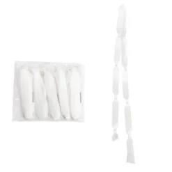 Ribbon Pull Bow Pom Pom White (18mmx8.75cmD) Pack 5
