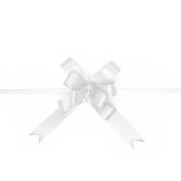 Ribbon Pull Bow White (18mmx53cm) Pack 25