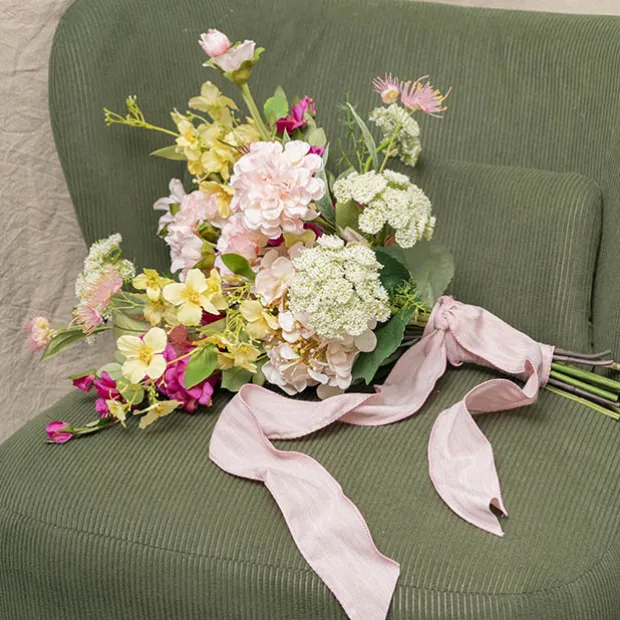 Ribbon Rustic Linen Wire Edge Country Pink (60mmx20m)