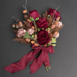 Ribbon Rustic Linen Wire Edge Maroon Red (60mmx20m)