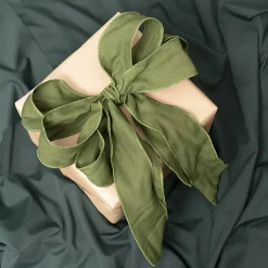 Ribbon Rustic Linen Wire Edge Brunswick Green (60mmx20m)