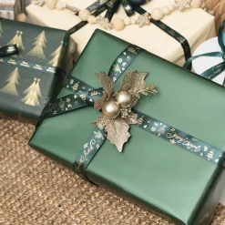 Ribbon Satin Merry Christmas Decorations Green (25mmx20m)