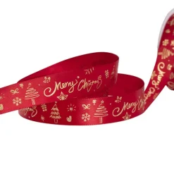 Ribbon Satin Merry Christmas Decorations Red (25mmx20m)
