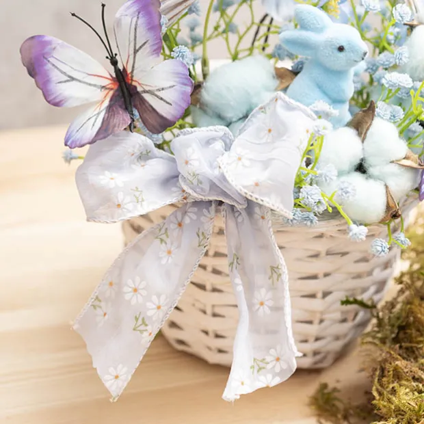 Ribbon Sheer Daisy Delight Wire Edge Bluebird (60mmx10m)