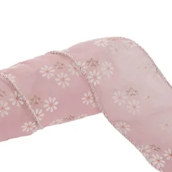 Ribbon Sheer Daisy Delight Wire Edge Rosy Pink (60mmx10m)