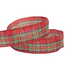 Ribbon Tartan Plaid Gingham Wire Edge Traditional (50mmx20m)