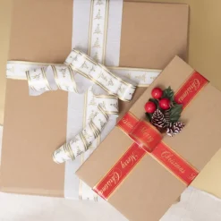 Ribbon Tear Merry Christmas Red Gold (30mmx91m)