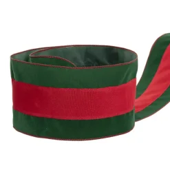 Ribbon Velvet Christmas Stripe Wired Red Green (120mmx10m)