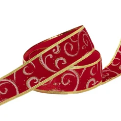 Ribbon Velvet Swirl Sonic Edge Red Gold (60mmx20m)