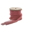 Ribbon with Wooden Spool Faux Silk Frayed Burgundy (80mmx5m)