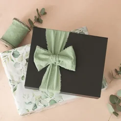 Ribbon with Wooden Spool Calico Moss (80mmx5m)