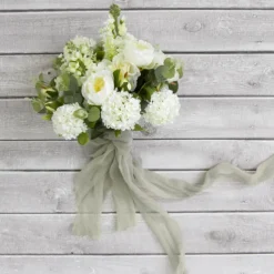 Ribbon with Wooden Spool Faux Silk Frayed Sage (80mmx5m)