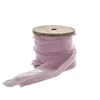 Ribbon with Wooden Spool Faux Silk Frayed Lavender (80mmx5m)