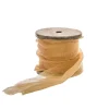 Ribbon with Wooden Spool Faux Silk Frayed Apricot (80mmx5m)