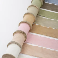 Ribbon with Wooden Spool Calico Blue (80mmx5m)