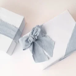 Ribbon with Wooden Spool Calico Blue (80mmx5m)