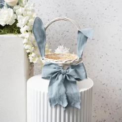 Ribbon with Wooden Spool Calico Blue (80mmx5m)