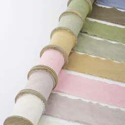 Ribbon with Wooden Spool Calico Pink (80mmx5m)