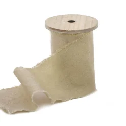 Ribbon with Wooden Spool Calico Beige (80mmx5m)