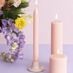 Roman Fluted Dinner Soy Candles Pack 2 Pale Pink (2x25cmH)