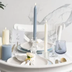 Roman Fluted Dinner Soy Candles Pack 2 Off White (2x25cmH)