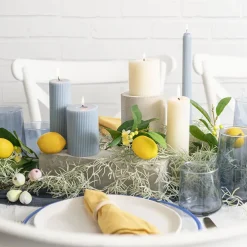 Roman Fluted Pillar Candle Off White (5x20cmH)