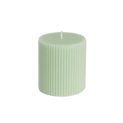 Roman Fluted Pillar Candle Pale Sage (7x10cmH)