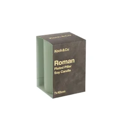 Roman Fluted Pillar Candle Pale Sage (7x10cmH)