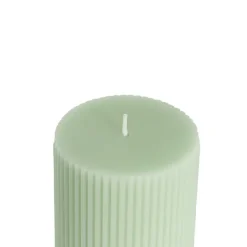 Roman Fluted Pillar Candle Pale Sage (7x10cmH)
