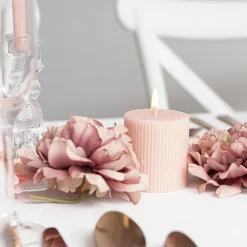 Roman Fluted Pillar Candle Pale Pink (7x7.5cmH)