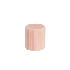Roman Fluted Pillar Candle Pale Pink (7x7.5cmH)
