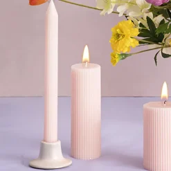 Roman Fluted Pillar Candle Pale Pink (5x15cmH)