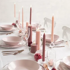 Roman Fluted Pillar Candle Dusty Pink (5x15cmH)