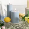 Roman Fluted Pillar Candle French Blue (7x10cmH)