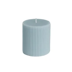 Roman Fluted Pillar Candle French Blue (7x10cmH)