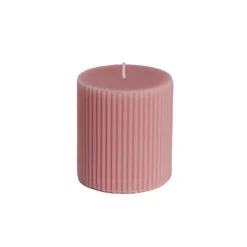 Roman Fluted Pillar Candle Dusty Pink (7x10cmH)