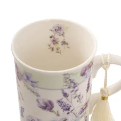 Rose & Lavender Mug w Tassel Gift Set Violet (12.3x11.2cm)