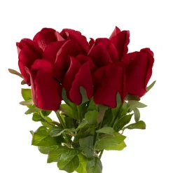 Rose Bud Bouquet x 10 Heads Red (46cmH)