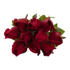 Rose Bud Bouquet x 10 Heads Red (46cmH)