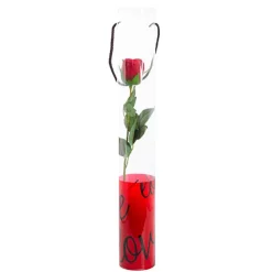 Rose Cylinder Acetate Tube Love Text Red (9cmDx61cmH)