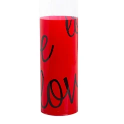 Rose Cylinder Acetate Tube Love Text Red (9cmDx61cmH)