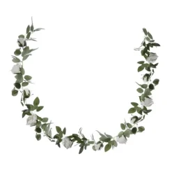 Rose Garland x11 Flowers White (180cm)
