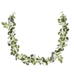 Rose Garland x9 Flowers White (140cmL)