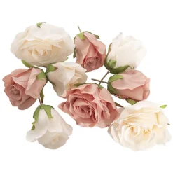 Rose Heads Loose Pack 9 Mixed Beige & Dusty Pink